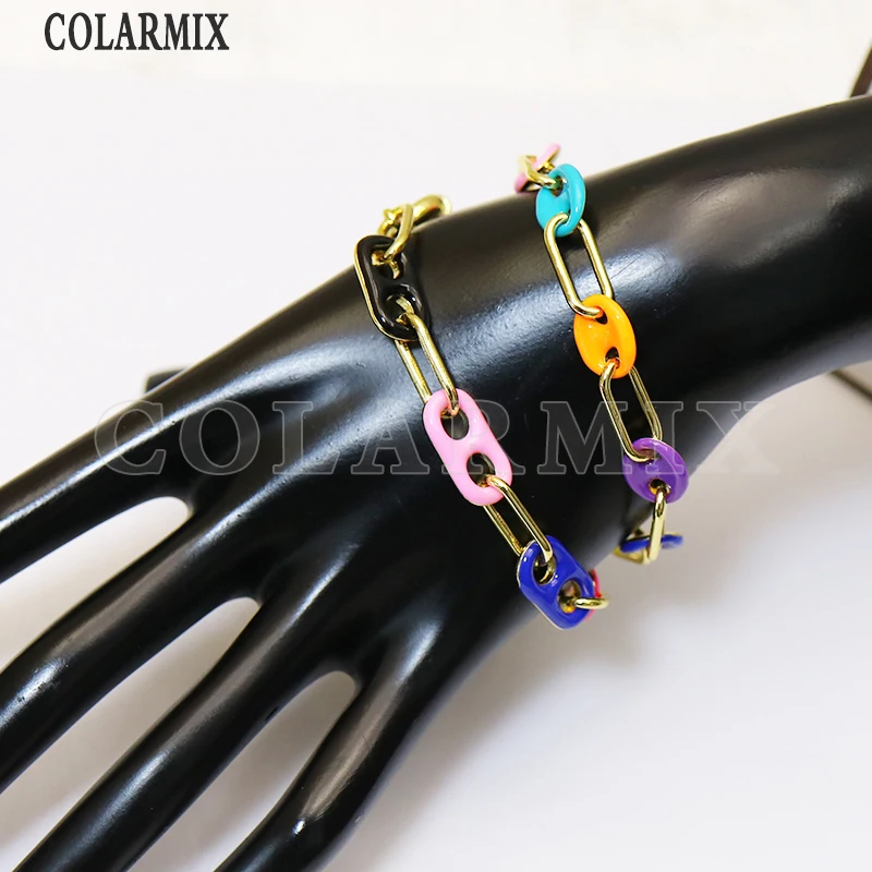 

5 pieces rainbow charm bracelets mix colors beads jewelry accessories for women enamel jewelry 9679