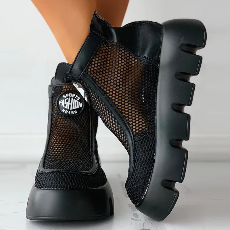 

Ботинки женские сетчатые, дышащие, на молнии, повседневные, на платформе