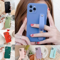 for iphone 11 12 13 pro max case wrist strap square silicone holder phone case for iphone 7 8 plus xs xr x se 2020 cover coque
