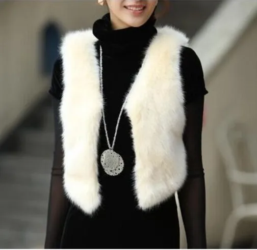 2019 Vetement Winter Women's Faux Fur Coat Artificial Femme Short Vest Furry Vests Plus Size Fake Gilet AW180 | Женская одежда