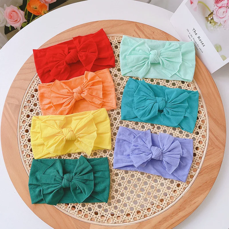 Conjunto de 7 unids/set de diadema para ni&ntilde;a, turbante de lazo de nailon para ni&ntilde;a, banda para el pelo para ni&ntilde;os, diademas para reci&eacute;n nacidos, accesorios el&aacute;sticos b&aacute;sicos para la cabeza-5