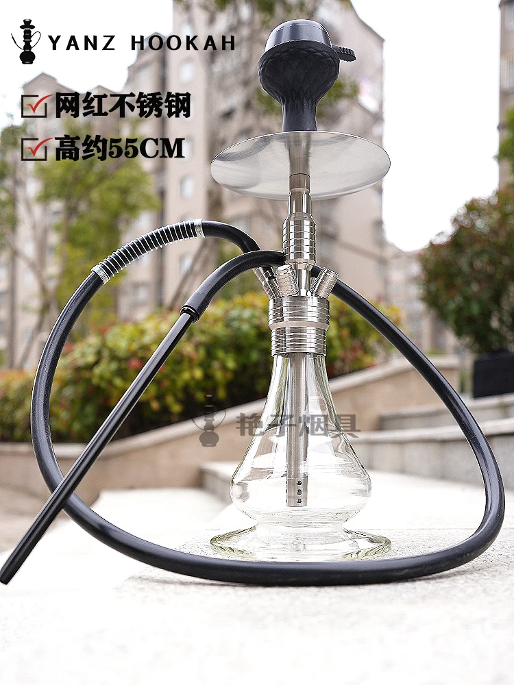 

Arabic shisha full set bar pot net red mig stainless steel KTV home shisha single double four-tube hookah