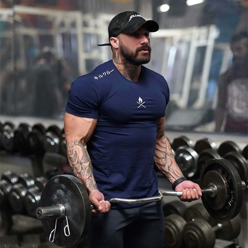 Футболка мужская облегающая спортивный джоггер повседневная для тренажерного