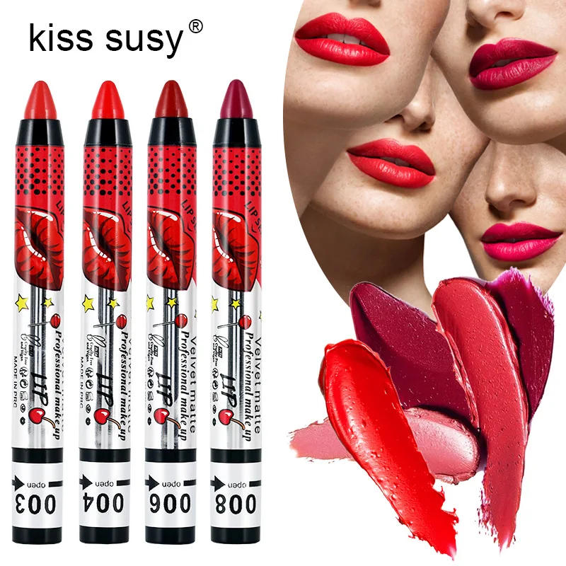 

New Style Crayon Lipstick Pen Matte Waterproof Lasting 12 Colors Red Sexy Lips Velvet Fashion Lips Tint Makeup Cosmetic