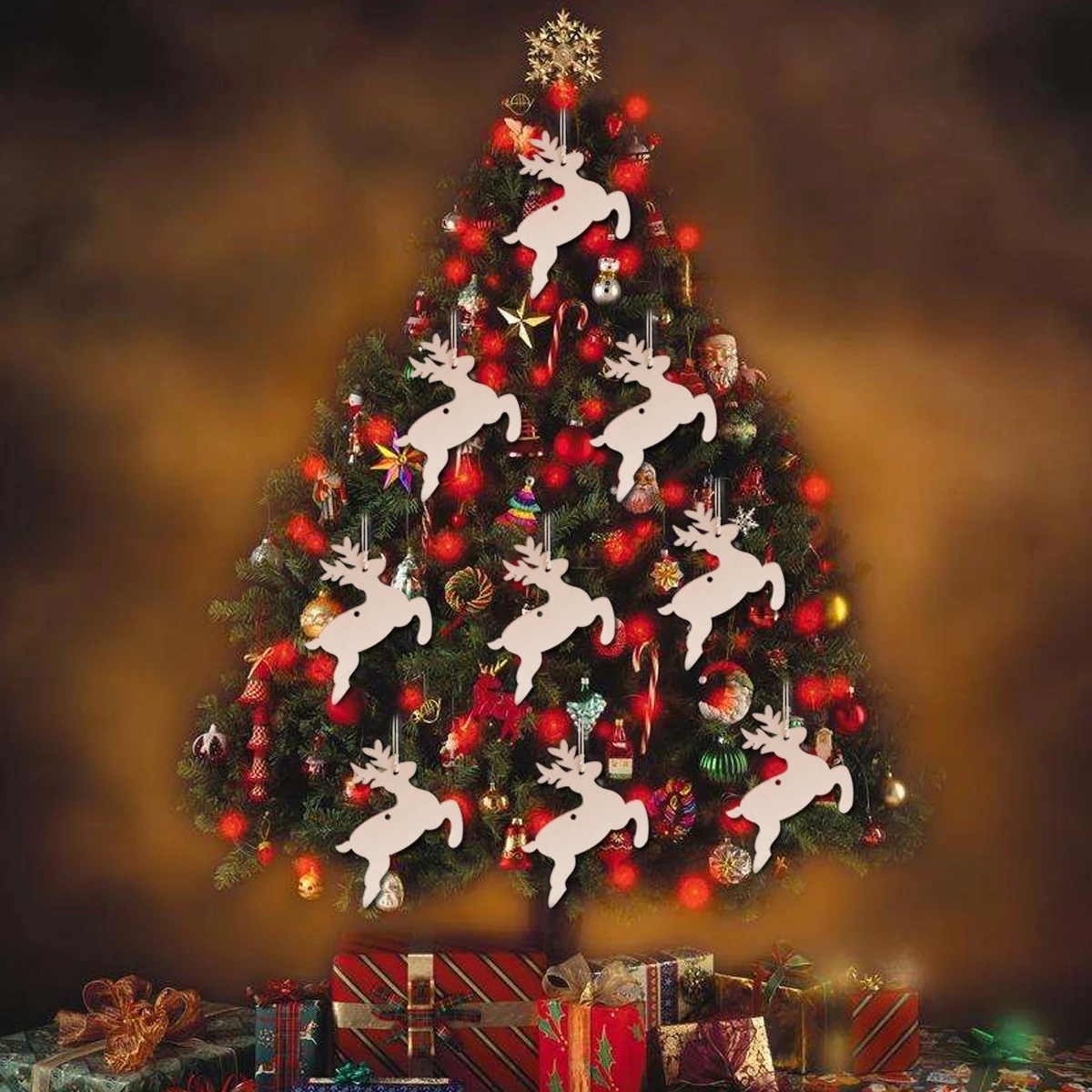 CKysee 10 pieces/batch of wooden Christmas tree pendants home decoration pendant DIY accessories and parts | Украшения и