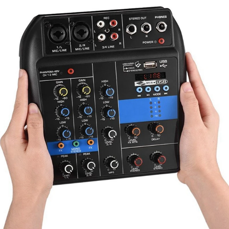 Portable Bluetooth A4 Sound Mixing Console Audio Mixer Record 48V Phantom Power Effects 4 Channels With Usb(Eu Plug) | Электроника