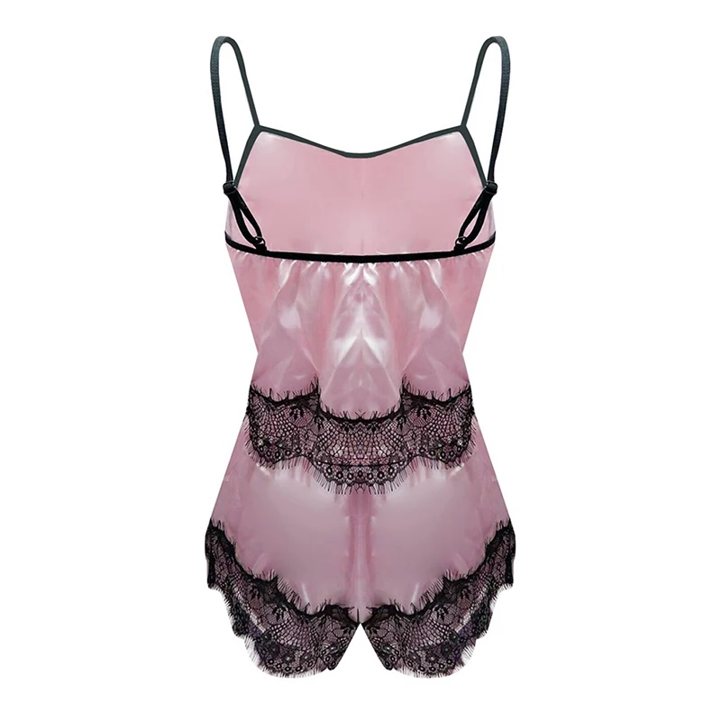 

2Pcs Satin Sleepwear Nightdress Fashion Women Sexy Lace Spaghetti Strap Shorts Pajama Set Ladies Sleepwear Female Pajama Party