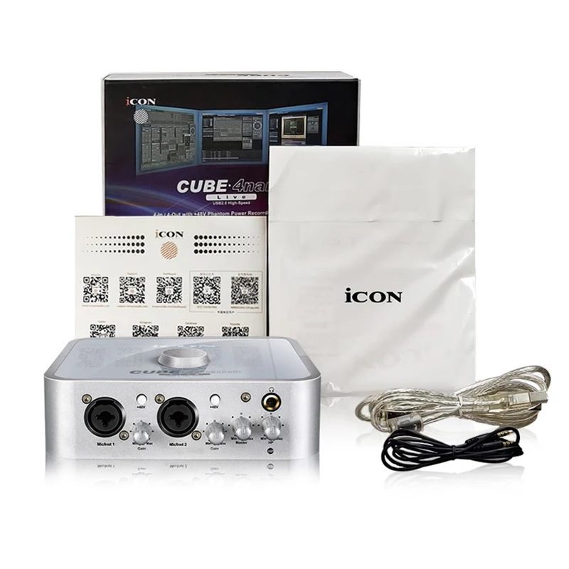 

ICON Cube 4Nano Live 24-Bit 192KHz 2 mic-In/2 inst-In, 2-Out USB Recording Interface Aluminum Construction External Sound Card