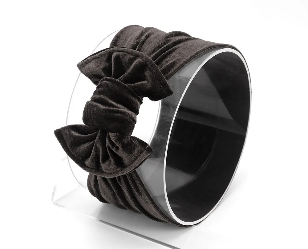 Velvet-Black Детская повязка на голову, детские украшения для волос Ободки для девочек, бандо Bebe Fille, Детские Луки головная повязка в виде чалмы, повязка на голову - Цвет: Velvet-Black