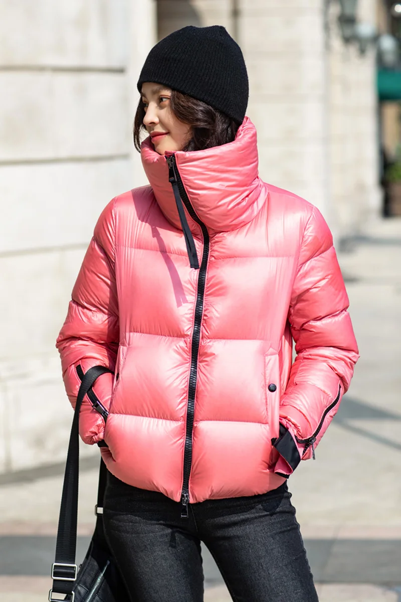 90% White Duck Down Coat Winter Jacket Women Stand Collar Solid Black Female Loose Oversized Womens Short Puffer Parka | Женская одежда