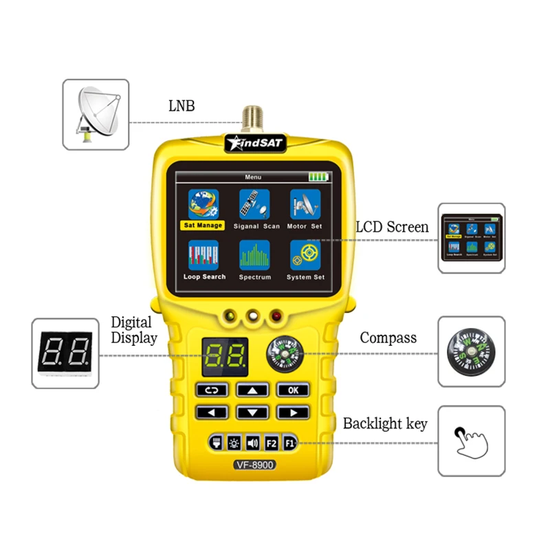 Справочный прибор для спутникового приемника DVB S2/DVB S устройство обнаружения