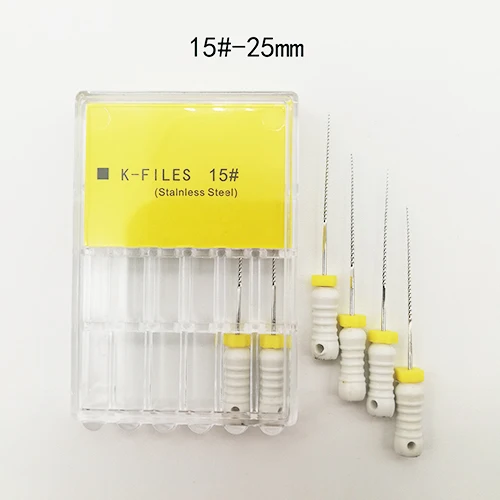 1 pack(15-25mm) 8 packs 8#-40# 25mm Dental K Files Root Canal Dentistry Endodontic Instruments Dentist Tools Hand Use Stainless Steel - Цвет: 1 pack(15-25mm)