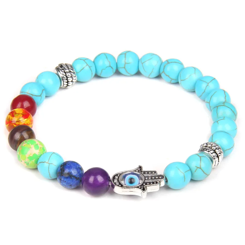 Натуральный черный лавовый камень 7 чакр бусины браслет для мужчин и женщин