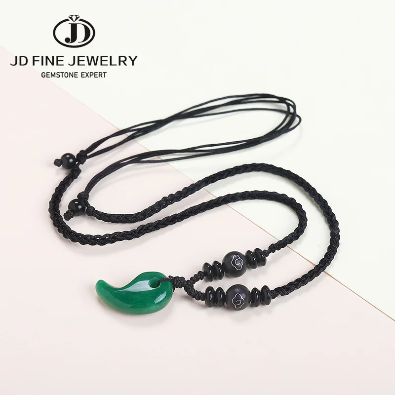JD зеленым халцедоном & бусины из эбенового дерева Подвески Подвеска магатама