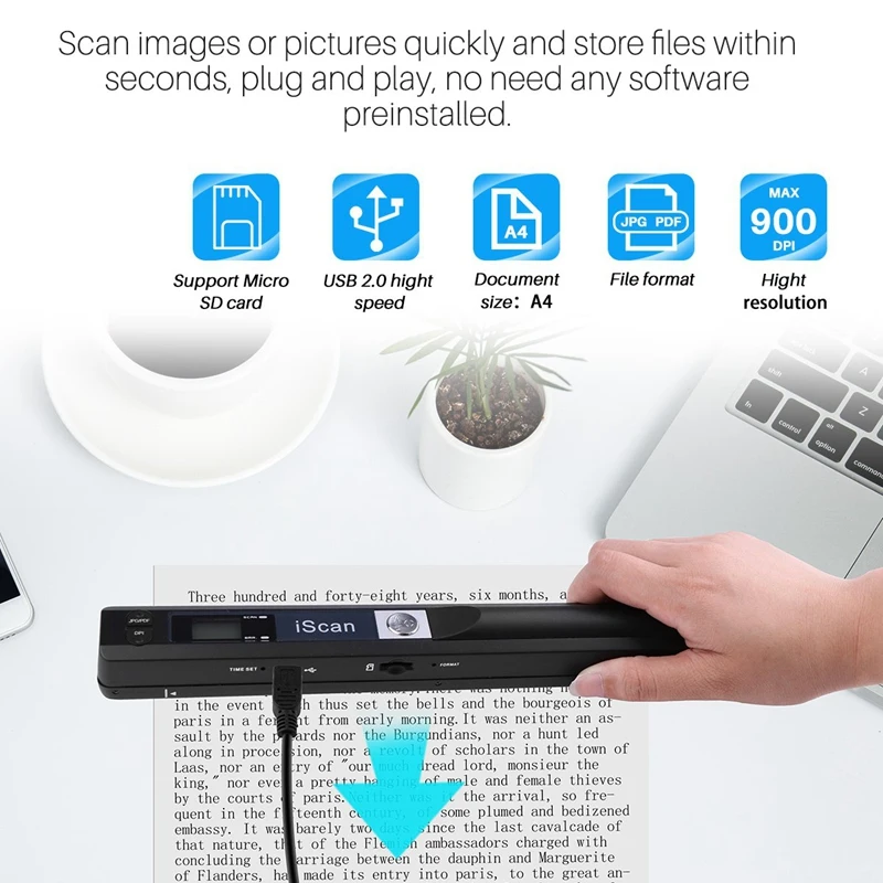 

Portable Wireless A4 Size Document & Ies Scanner 900Dpi Resolution / Jpg Pdf Formate / Lcd Display(Jpg/Pdf Format, High Speed