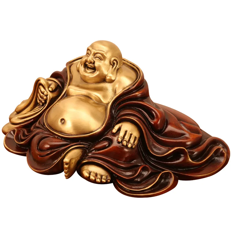 

Chinese style pure copper statue of laughing Buddha Modern art sculpture High-end home feng shui decorative statue