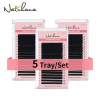 NATUHANA 5 Cases Lot 16rows 8 15mm Mix Custom Mink Eyelash Extension Dlux Natural Soft False Mink Lashes Cilia Makeup Cilios