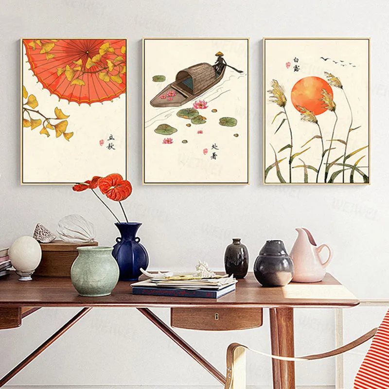 Традиционная китайская культура 24 солнечных термина красный зонтик-лодка