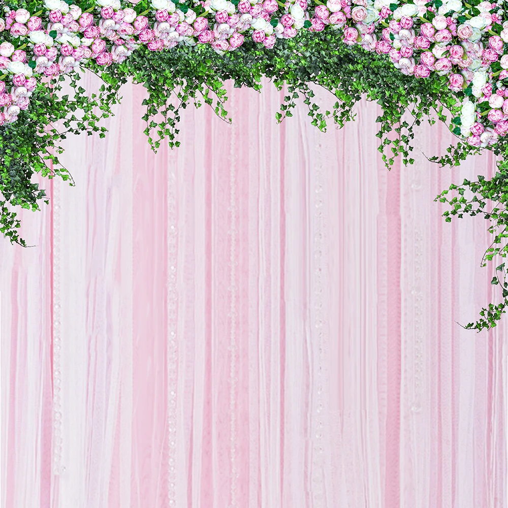 Цветы розовый фон свадебные декорации фотостудия портретный баннеры сцена