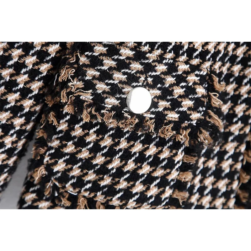 

Women chic Blazer Coat plaid Long Sleeves V-neck Pockets Short Cardigan 2020 new Fashion Chic Blazer femme clothes