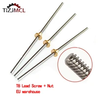 trapezoidal screw t8 lead screw with copper nut eu warehouse for cnc 3d printer lead2mm8mm length200mm400mm500mm600mm1000mm
