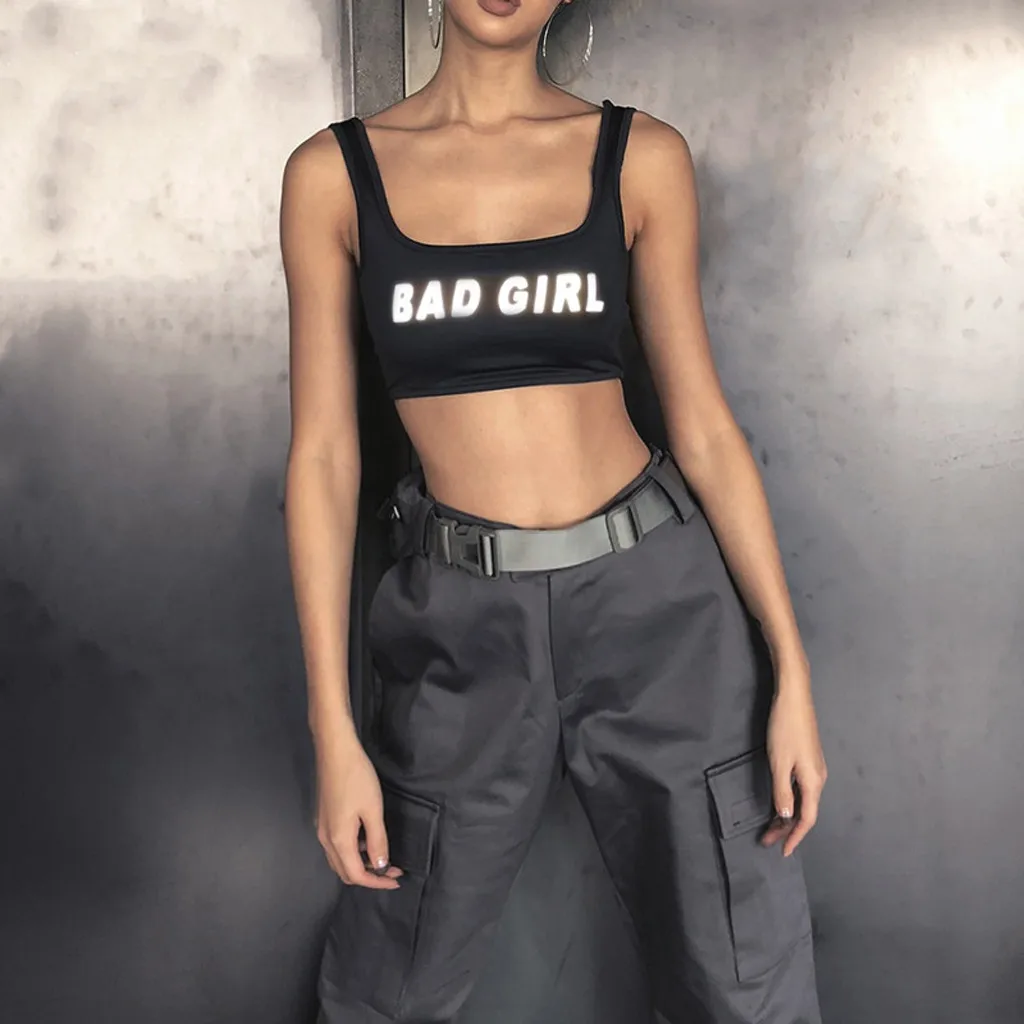 Светоотражающие майки с надписью Bad Girl Женский Топ для йоги спортивный жилет