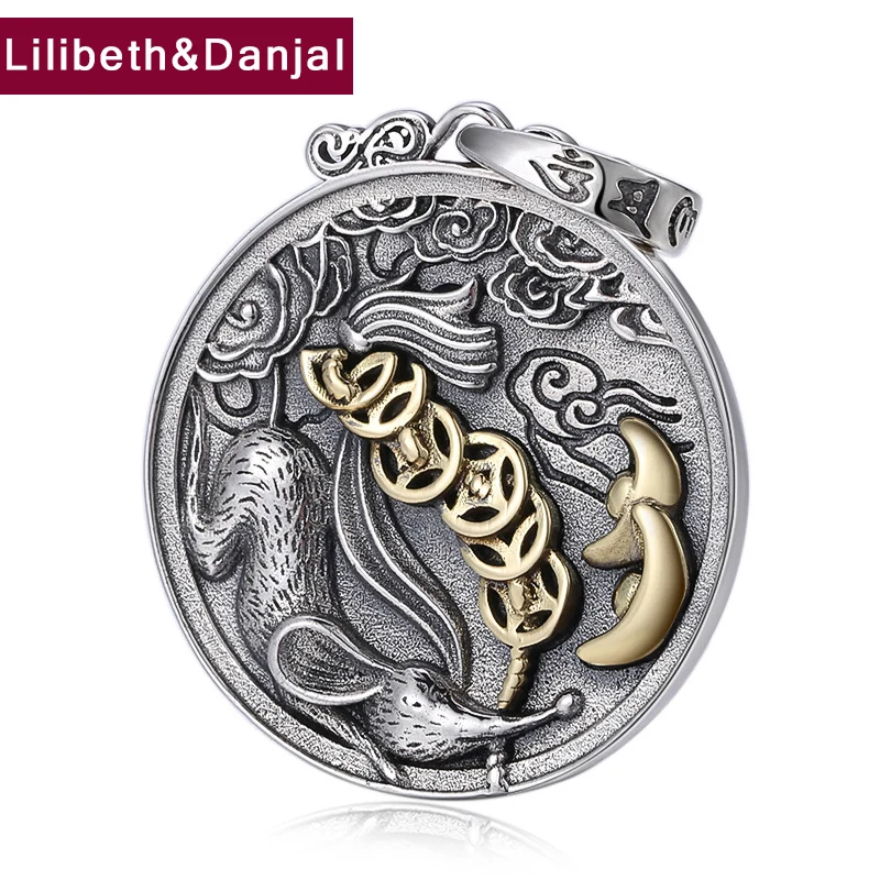 Зодиакальная крыса круглая карточная Подвеска из чистого серебра 925 пробы