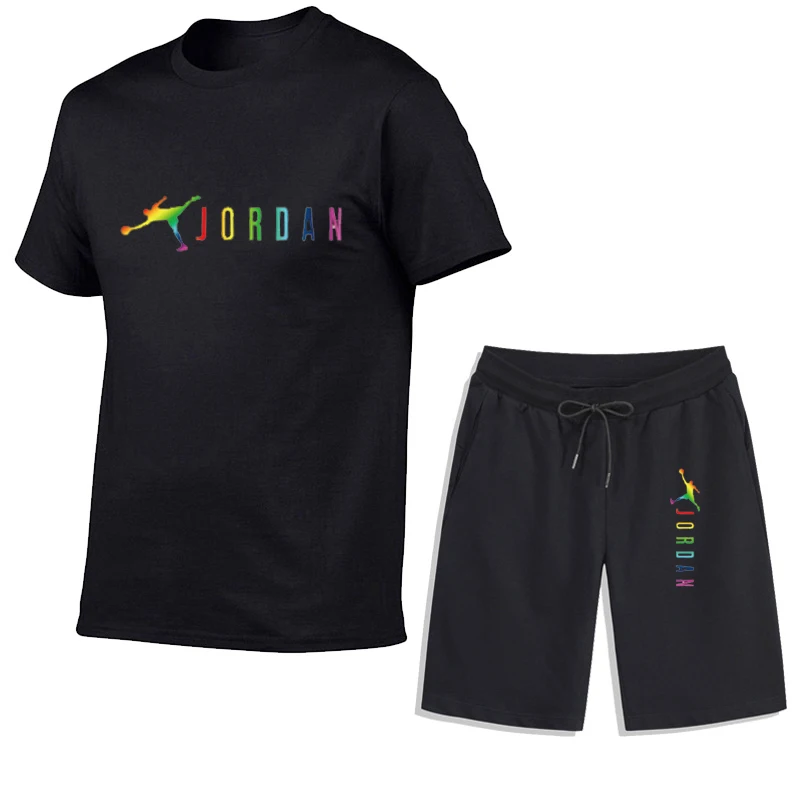

2021 popular new cotton men's T-shirt + Sports Shorts Set jordan-23 summer high quality cotton T-shirt sports running set