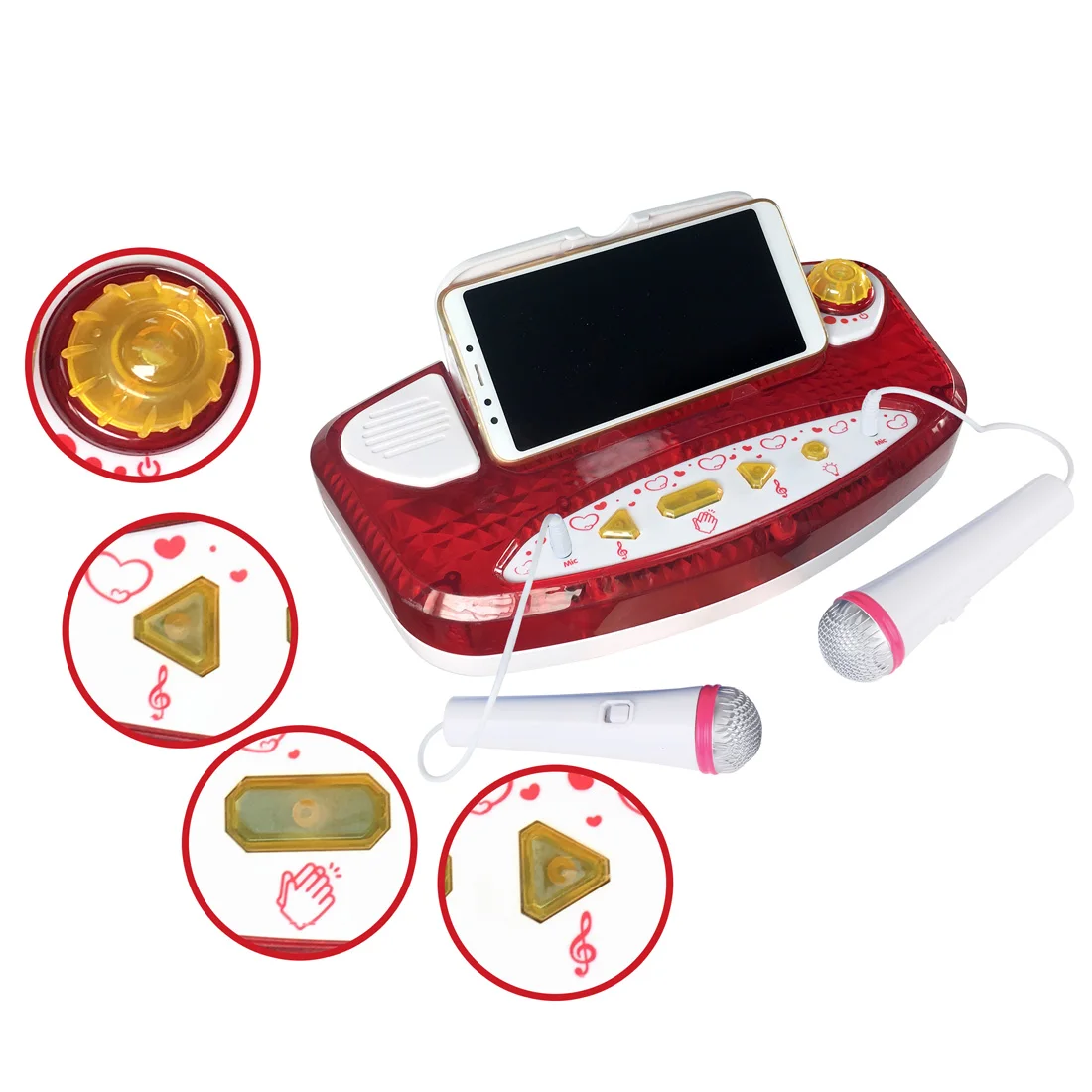 Горячая Детская караоке машина с 2 микрофонами и регулируемой подставкой Музыкальный Игровой Набор обучающая игрушка подарок для детей-красный