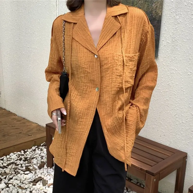 Солнцезащитные рубашки HziriP в стиле оверсайз женские со складками и длинными