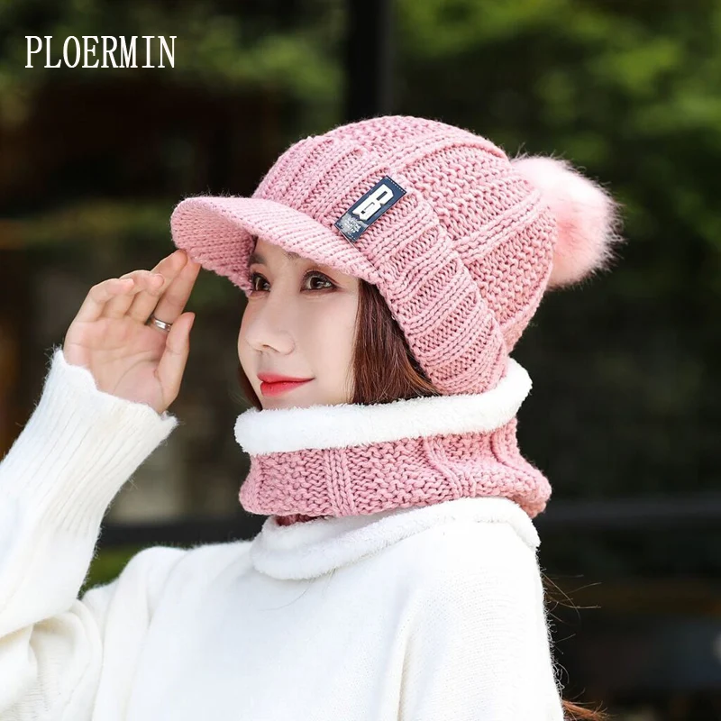 Зимние шапки для женщин Skullies Beanie, зимняя шапка для девочек, шерстяной шарф, шапка, набор s, Балаклава, маска, шапка, вязаная шапка
