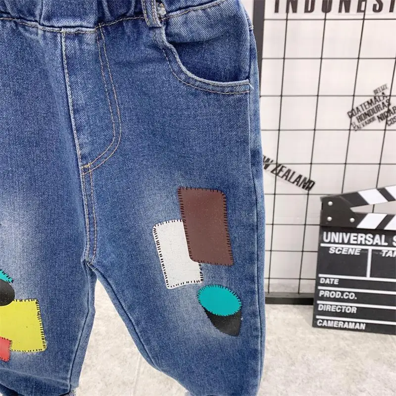

Kids Jeans Color PaintFor Girls Boys Letter Jeans For Boys Girls Autumn Children's Clothing High Quality 2-6 Ages
