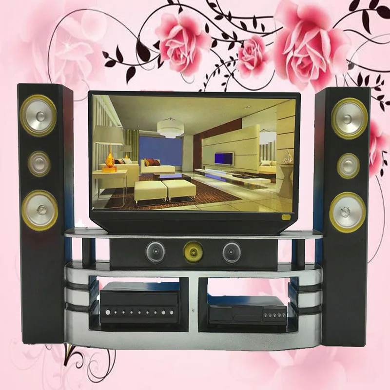 Детская игрушка 21 см мини Hi Fi 1:6 ТВ домашний кинотеатр набор комбо для кукольного