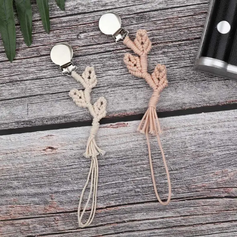 

Unisex Dummy Clips Baby Pacifier Clips Pacifier Anti-Loss Rope Handmade Cotton Braided Vintage Pacifier Chain for Infant
