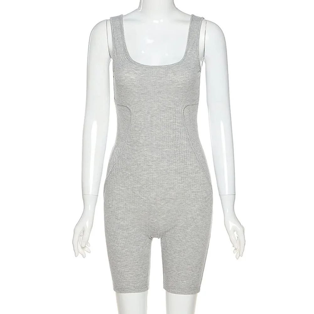 

Dropshipping Sport Women Sleeveless Straps One Piece Jumpsuits Yoga Wear Slim Solid Color Running Fitness Sportwear Bodysuit