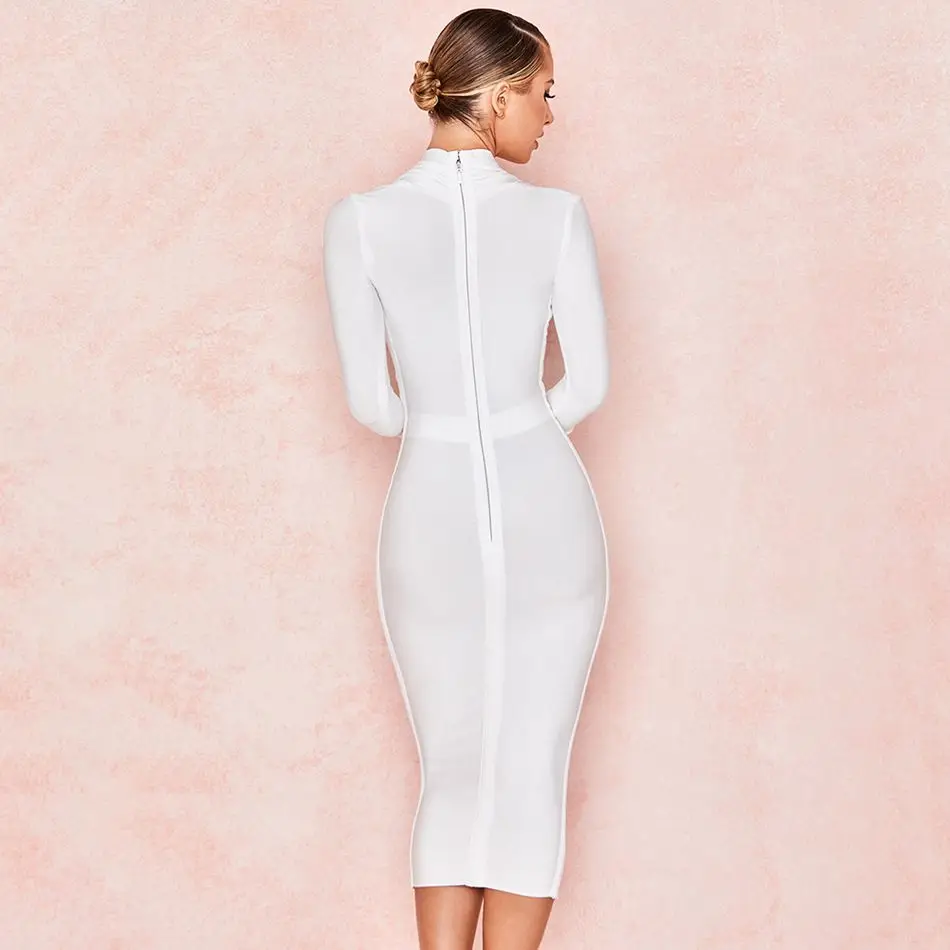 Женское Бандажное платье 2021 модные женские туфли с длинным рукавом глубокий v