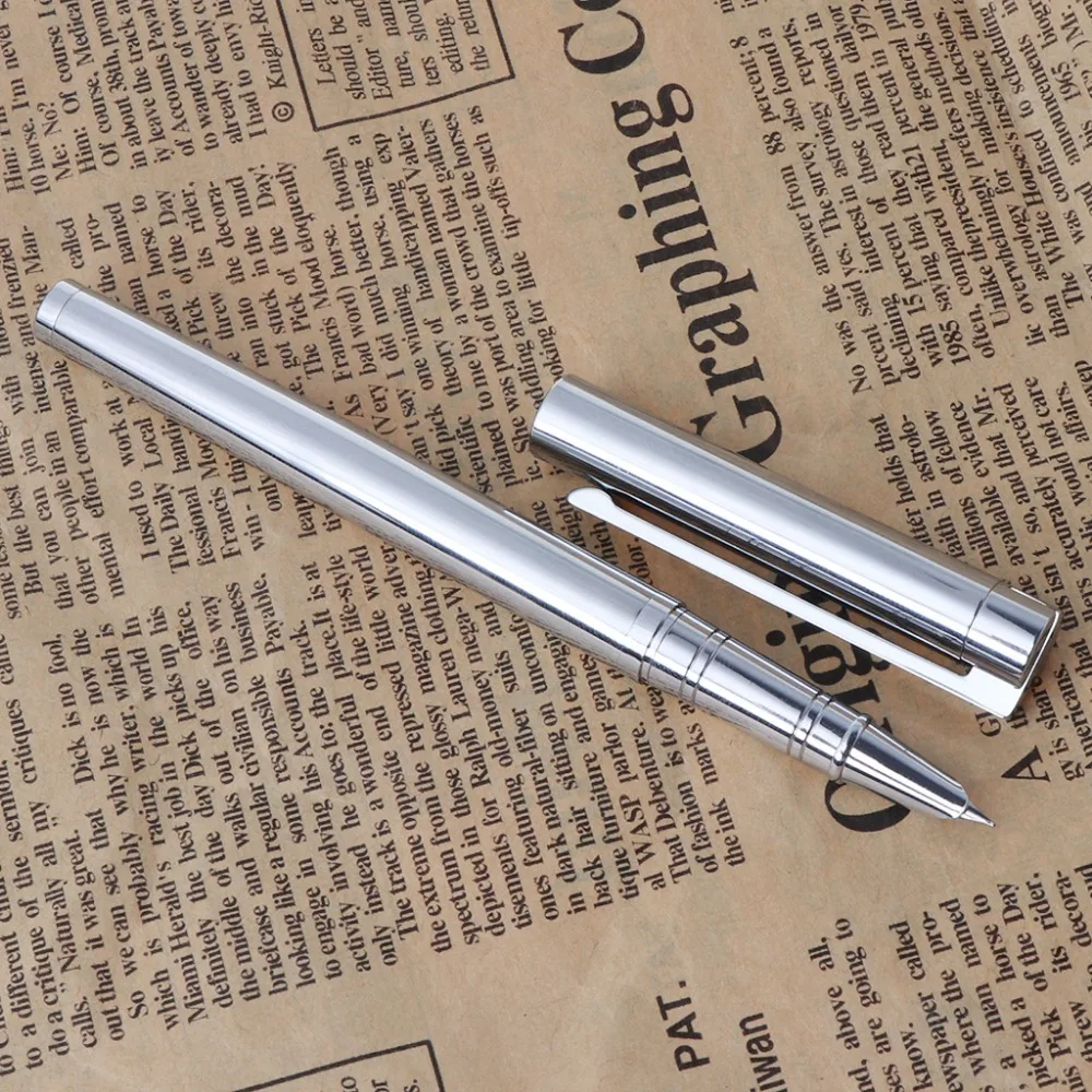 Мода Jinhao 126 Исполнительный Полный Серебряный тонкий с капюшоном перьевая ручка