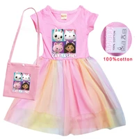 gabby cats kids 2021summer dress baby girls cute lace wedding party princess dress toddler girls birthday party dresses with bag