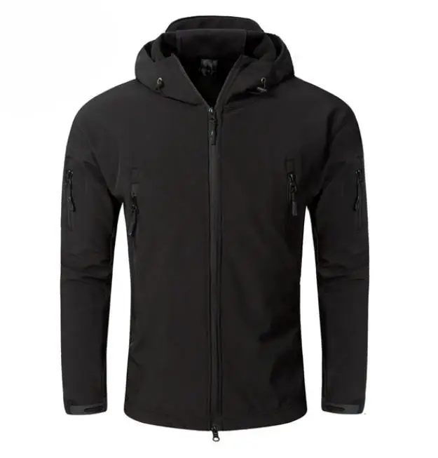 Men Woodland Digital Camouflage Jackets Outdoor Waterproof Windproof Coats Military Warm Fleece Tactical Softshell Jacket - Цвет: Black