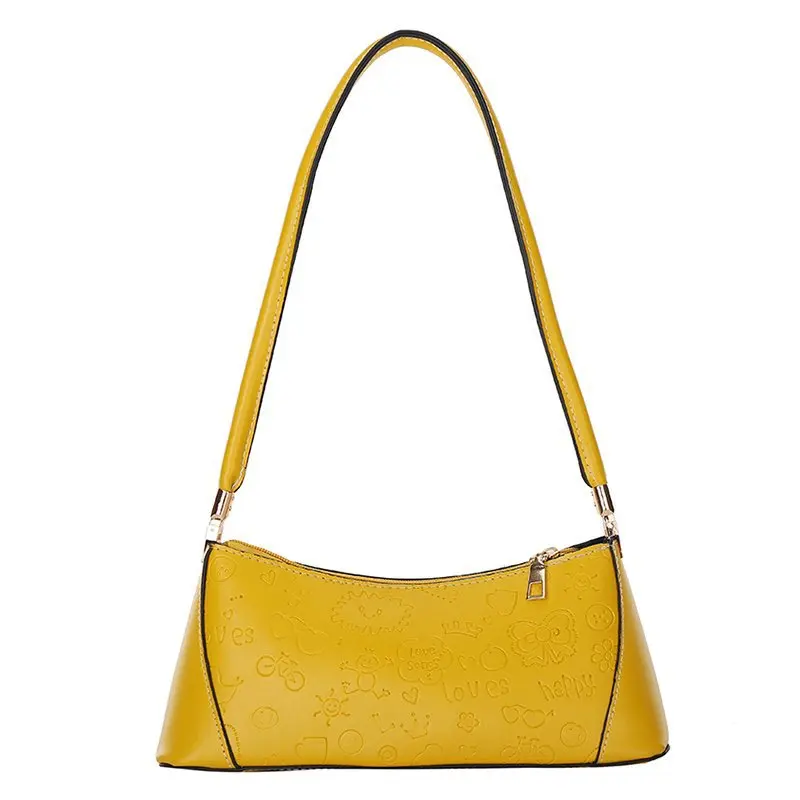 

Retro Embossing New Underarm Bag 2021 able Handbag Simple Solid Color Personalized One Shoulder Bag