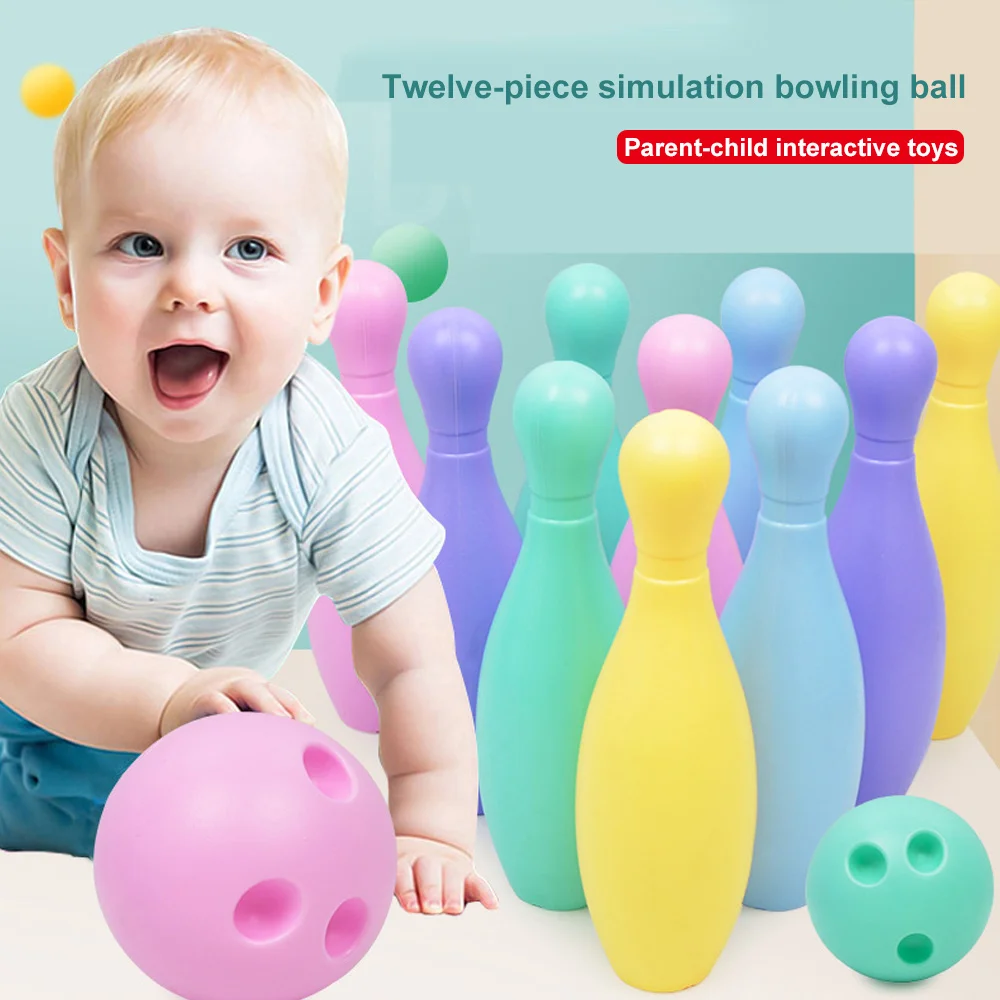 

12Pcs Skittles Bowling Game Set Education Development Outdoor Indoor Parent-Child Interactive Sports Toys Bowling Games for Kids