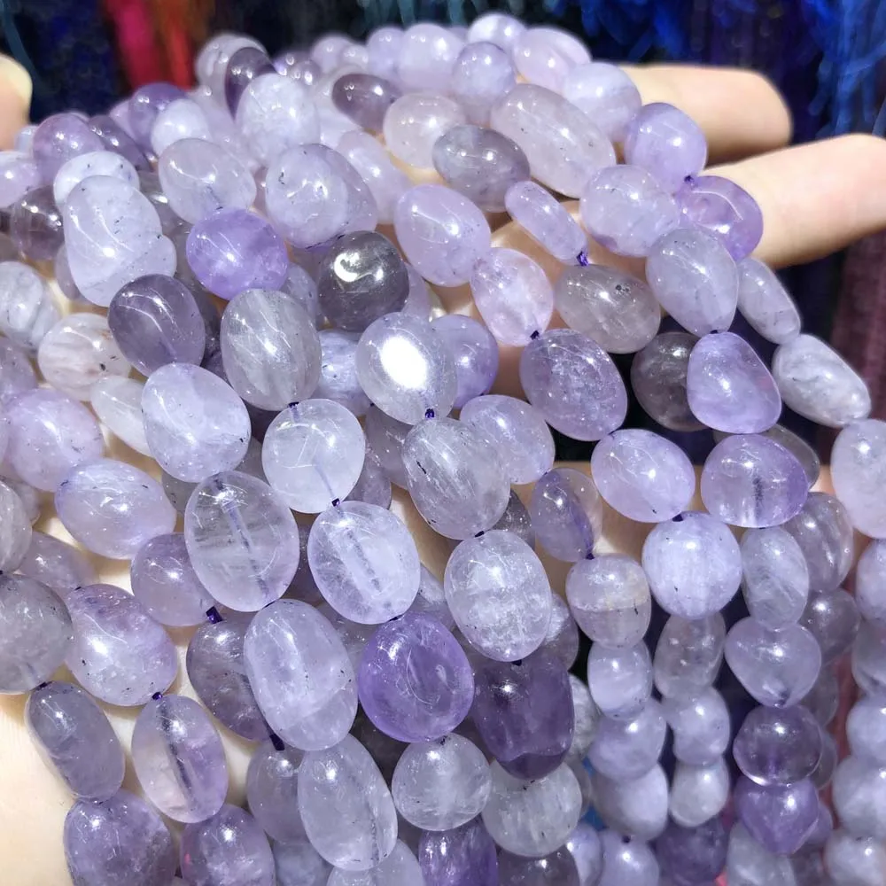 

2021 New Natural Stone Lavender Purple Jade Irregular Shape Bead Jewelry Gift Making DIY Lady Necklace Bracelet Size 8x10mm