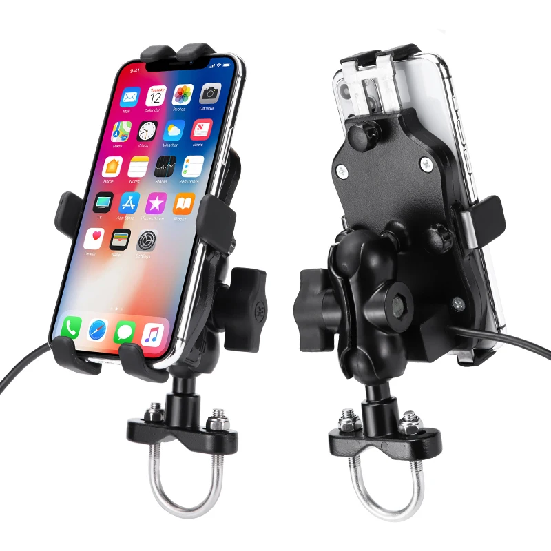 chargable aluminum alloy motorcycle phone holder rearview mirror phone holder soporte celular moto bike phone stand support free global shipping
