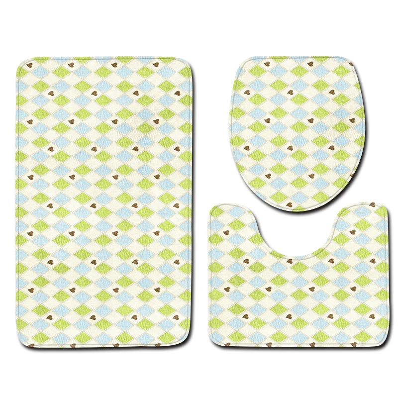 

Zeegle 3Pcs/Set Bath Mats Flannel Floor Rugs Anti Slip Bathroom Mat Set Toilet Seat Cover Washable Bathroom Carpet Toilet Rugs