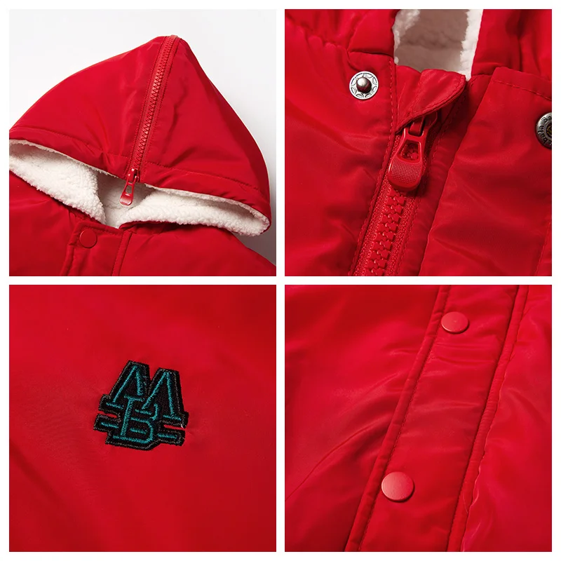 Minibalabala Children cotton clothing boy coat 2019 winter new boys baby lamb hair hooded jacket |