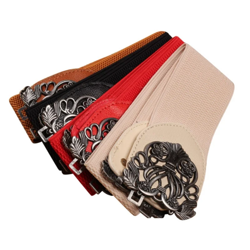 Женский винтажный металлический цветок эластичный Эластичный пояс с широкой