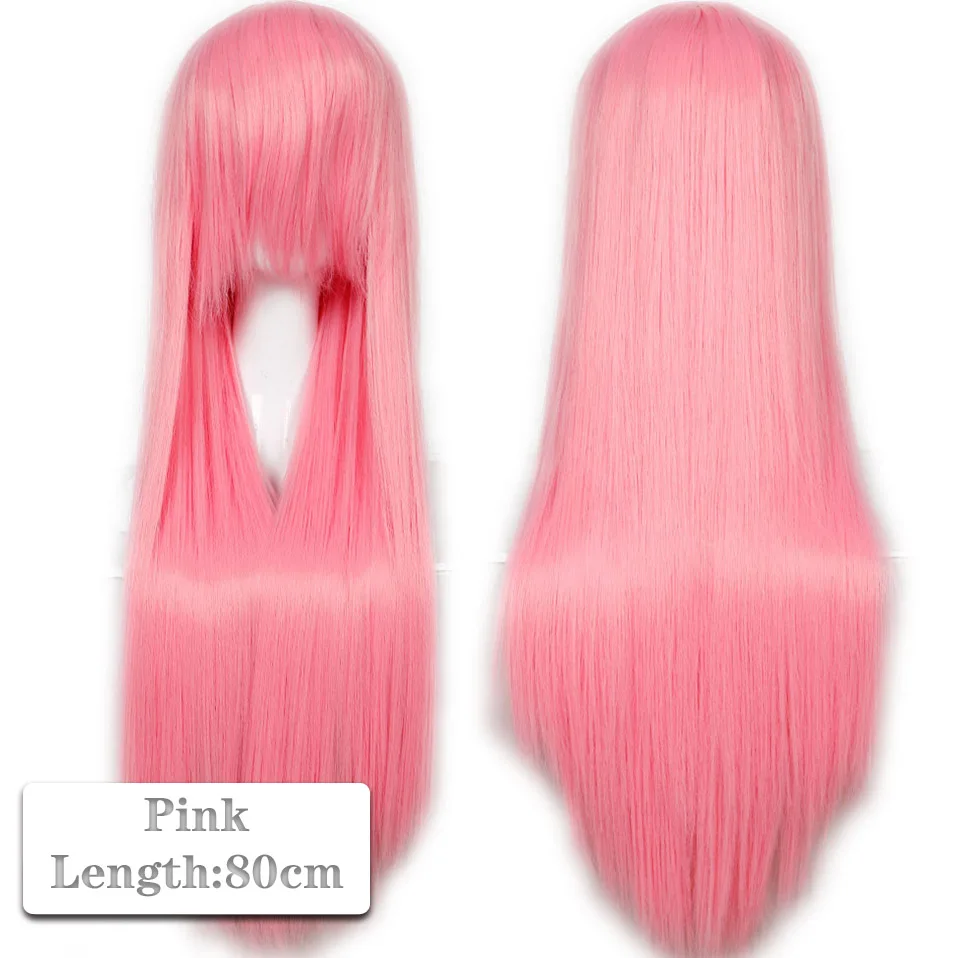 pink SNOILITE 80 см Длинные Синтетические волосы Аниме парик для женщин термостойкие волокна шиньон Розовый Красный Фиолетовый Прямые Вечерние парики для косплея - Цвет: pink