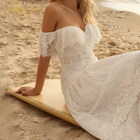 berylove a line ivory wedding dresses off shoulder lace long beach wedding gowns tiered elegant bridal gown zipper marriage