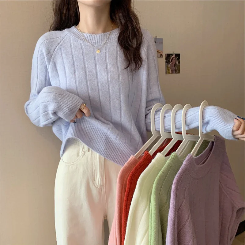 

Женский свободный свитер с круглым вырезом, Осень-зима