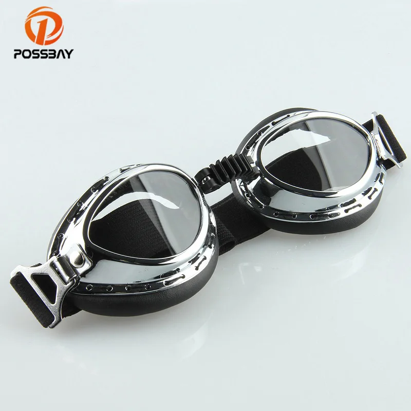 Черные кожаные мотоциклетные очки POSSBAY пилота винтажные классические